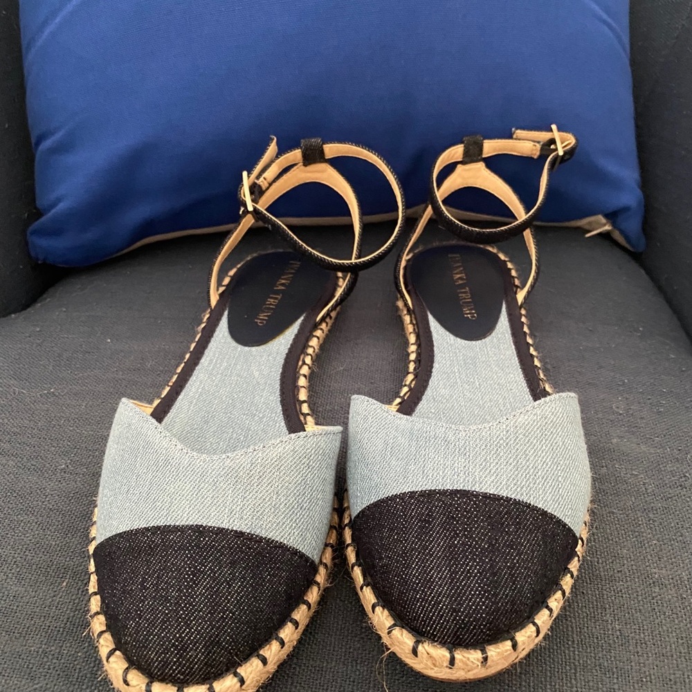 Denim closed toed sandals, NEVER WORN